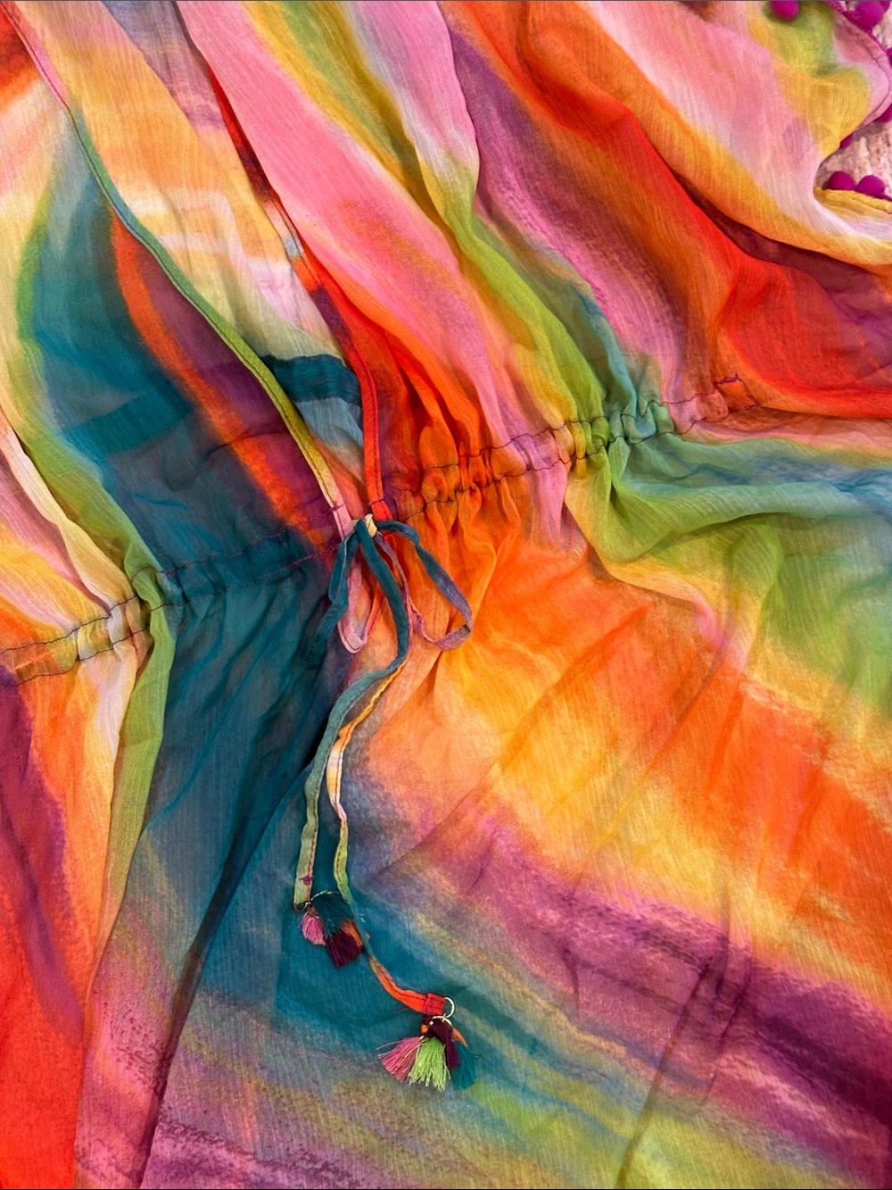 Bleu Rod Beattie Sz 2X Multicolor Rainbow Pom-Pom Swim Coverup - Picture 9 of 10